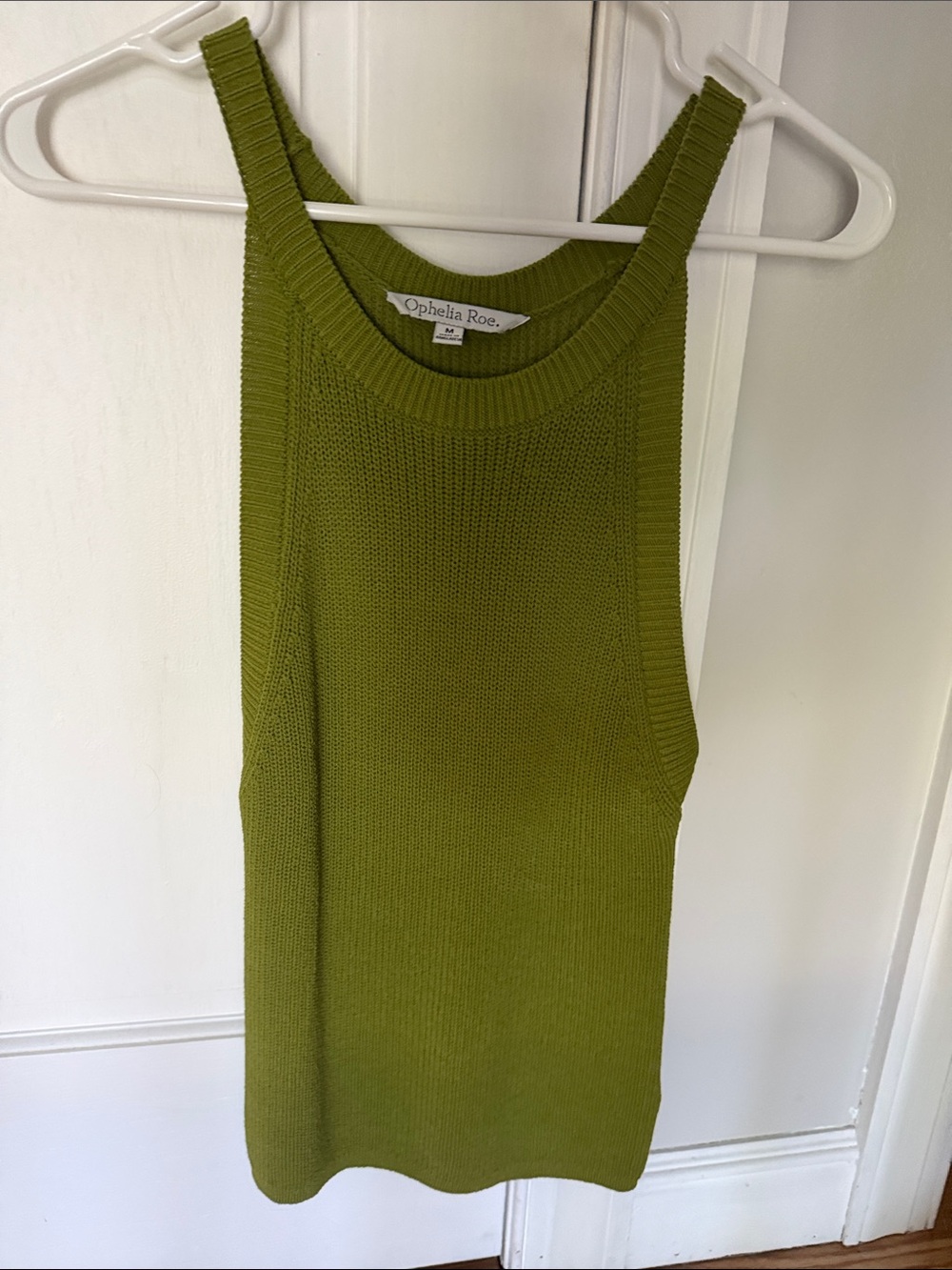 Ophelia Roe Olive Green Ribbed Knit Tank Sweater